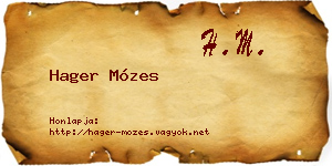 Hager Mózes névjegykártya